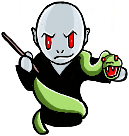 Finished Drawing of Cute Chibi Voldemort with his Snake