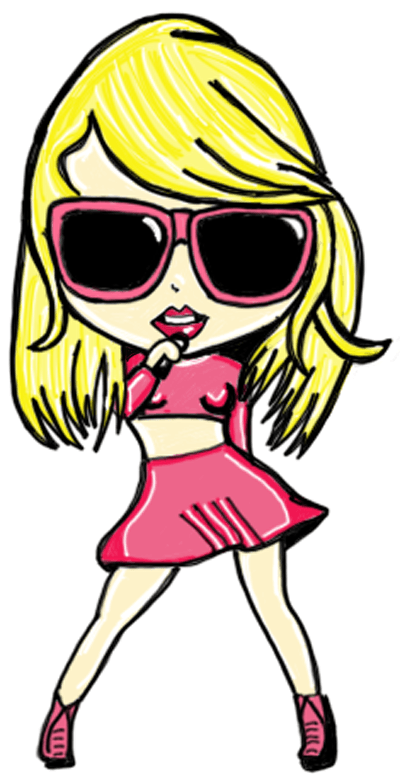 Finished Drawing of Cute Cartoon Taylor Swift