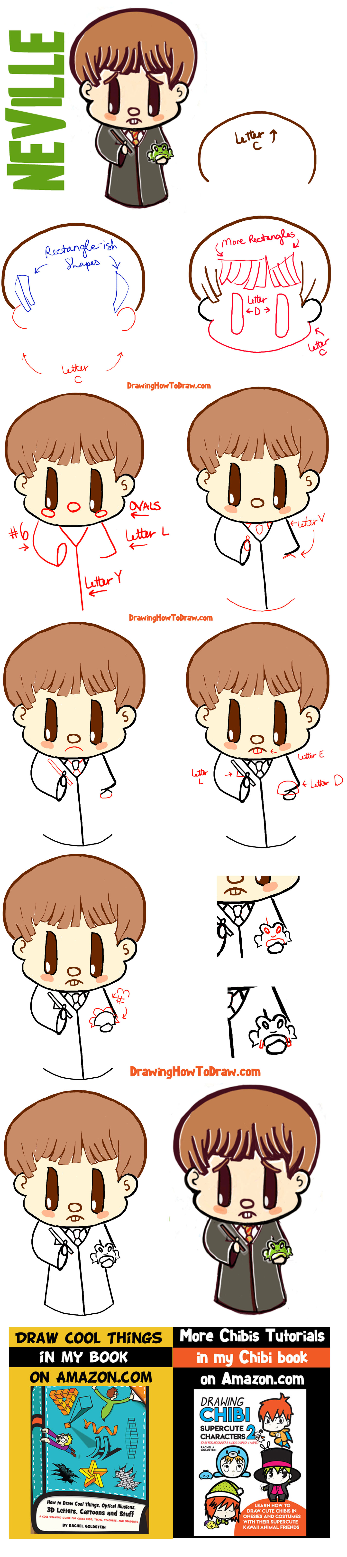 How to Draw Cute Chibi Neville Longbottom with Frog from Harry Potter