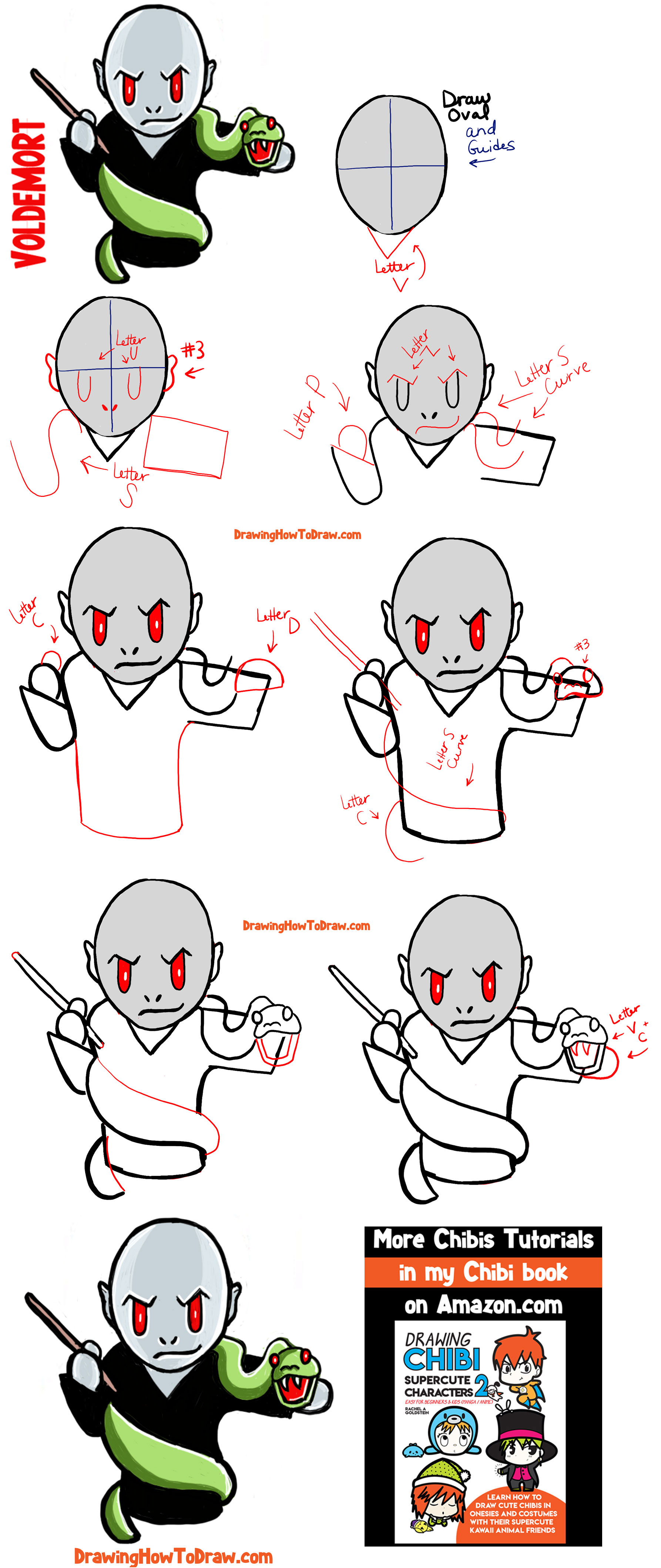 How to Draw Cute Chibi Voldemort from Harry Potter with ...