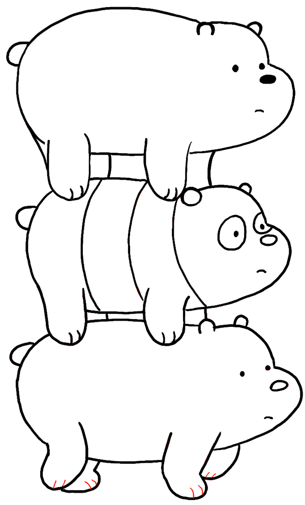 How To Draw Grizzly Panda And Ice Bear From We Bare Bears