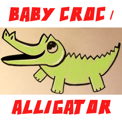 How to Draw Cartoon Baby Crocodiles and Alligators Simple Drawing Lesson for Children
