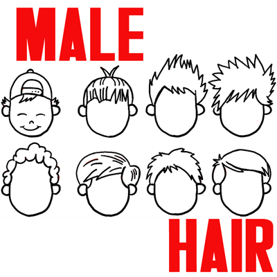 How to Draw Male Hair for Cartoon Boys and Men Step by Step Drawing Lesson