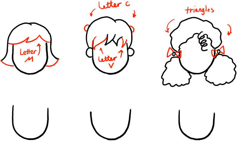 how to draw female hair anime