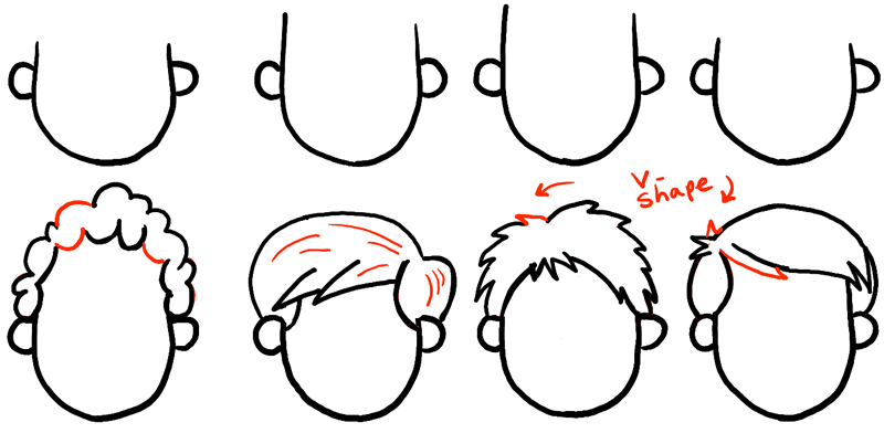 How To Draw Boys And Mens Hair Styles For Cartoon Characters