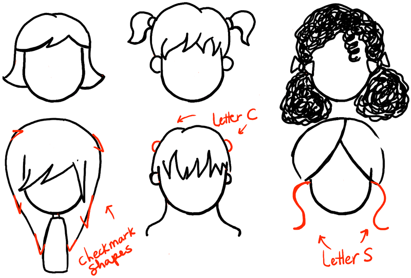 How To Draw Girls Hair Styles For Cartoon Characters Drawing