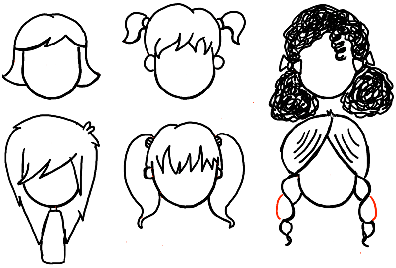 How To Draw Girls Hair Styles For Cartoon Characters Drawing