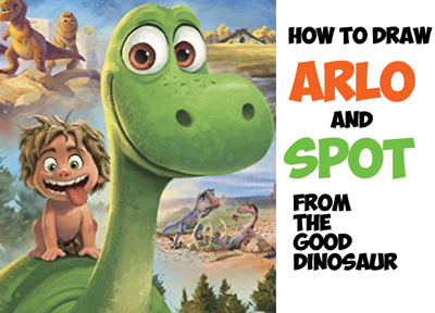 how to draw arlo and spot from the good dinosaur