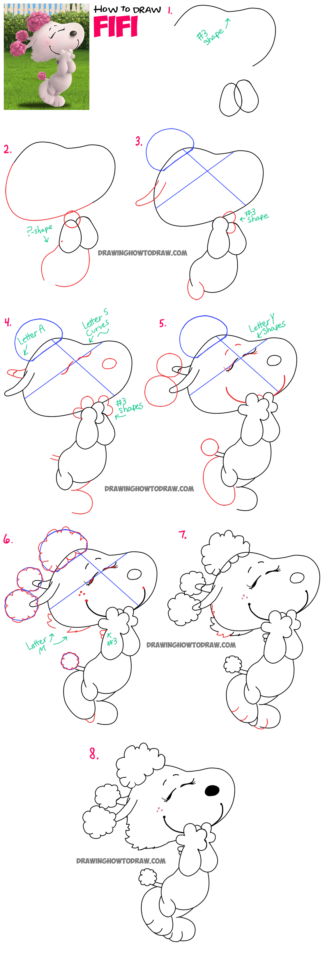 How to Draw Fifi the Girl Dog from The Peanuts Movie Step by Step Drawing Tutorial