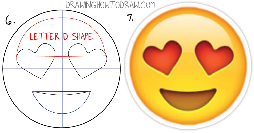 How To Draw Heart Eyes Emoji Face Step By Step Drawing Tutorial How To Draw Step By Step Drawing Tutorials