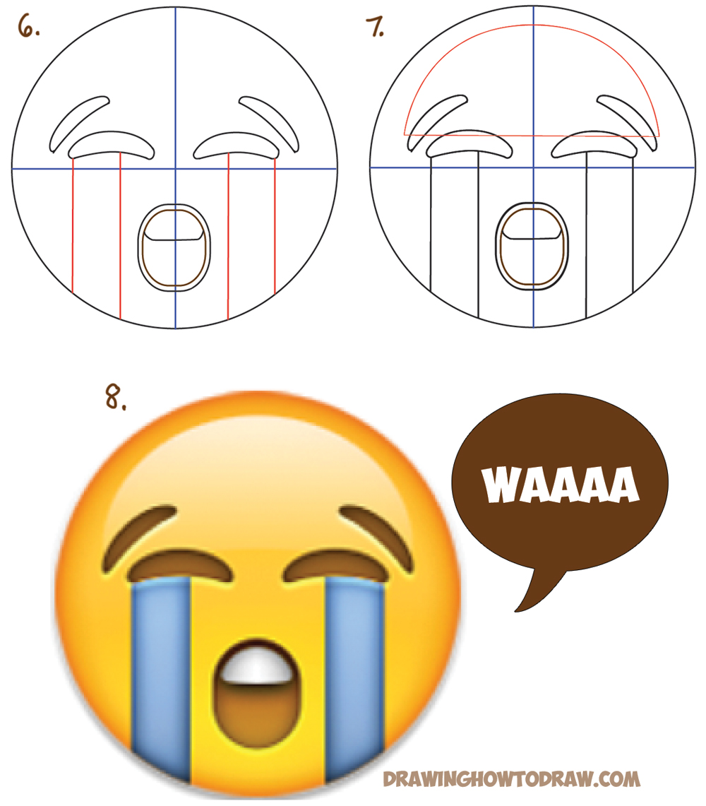 How To Draw Sobbing Crying Emoji Face With Easy Steps Lesson How To Draw Step By Step Drawing Tutorials