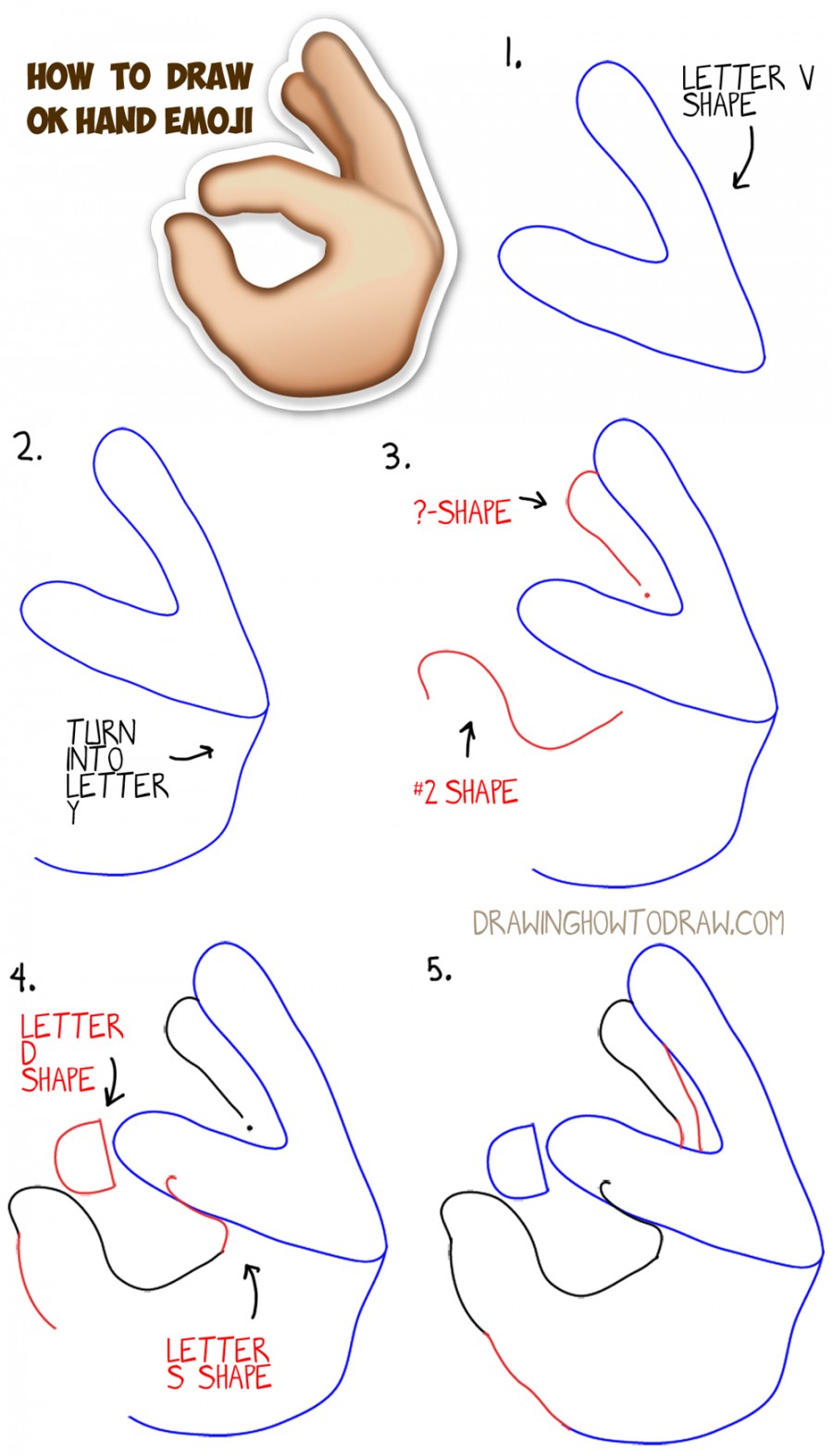 How to Draw OK Hand Emoji with Easy Steps Drawing Lesson How to Draw