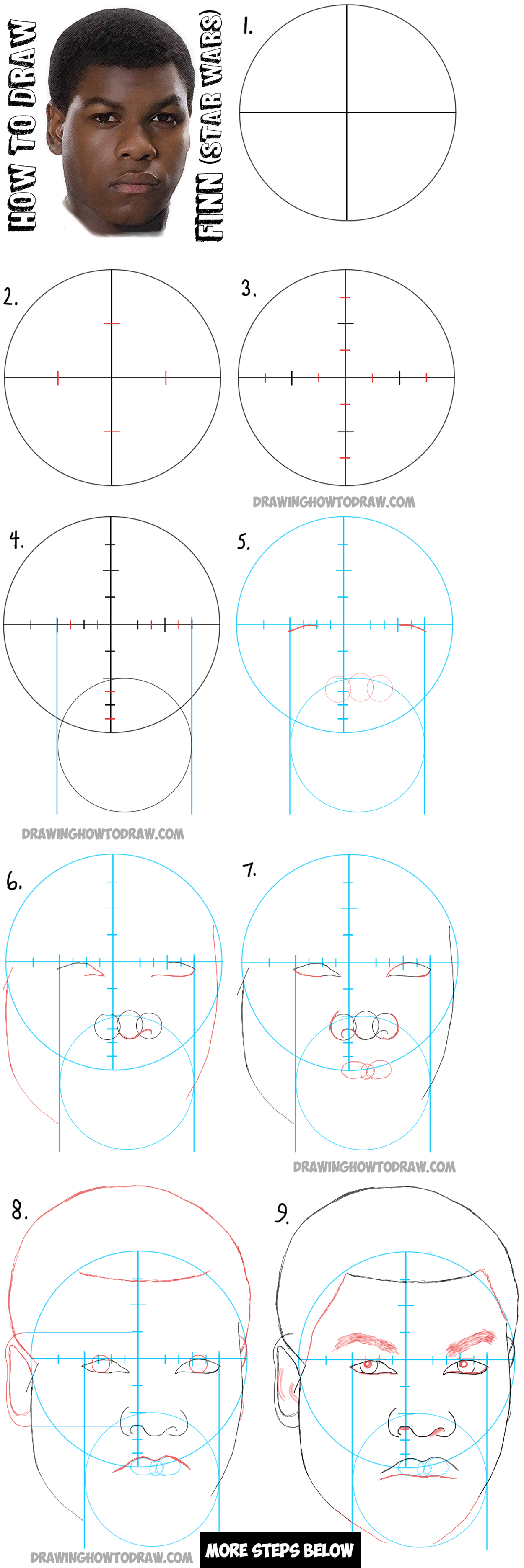 How To Draw Finn From Star Wars Force Awakens Step By Step Drawing Tutorial How To Draw Step By Step Drawing Tutorials