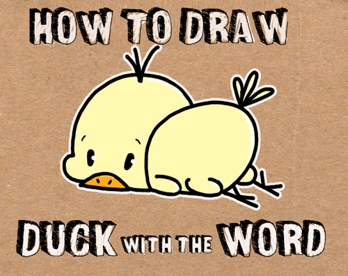 how to draw baby cartoon duck with the word duck easter drawing tutorial for children