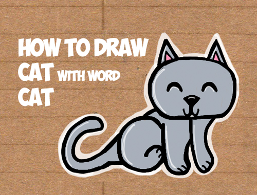 how to draw a cute cartoon cat from the word cat