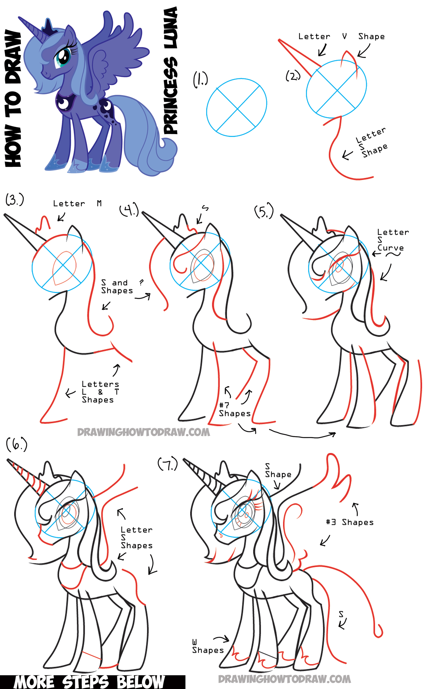 How to Draw Princess Luna from My Little Pony Friendship is Magic : Easy Step by Step Drawing Tutorial