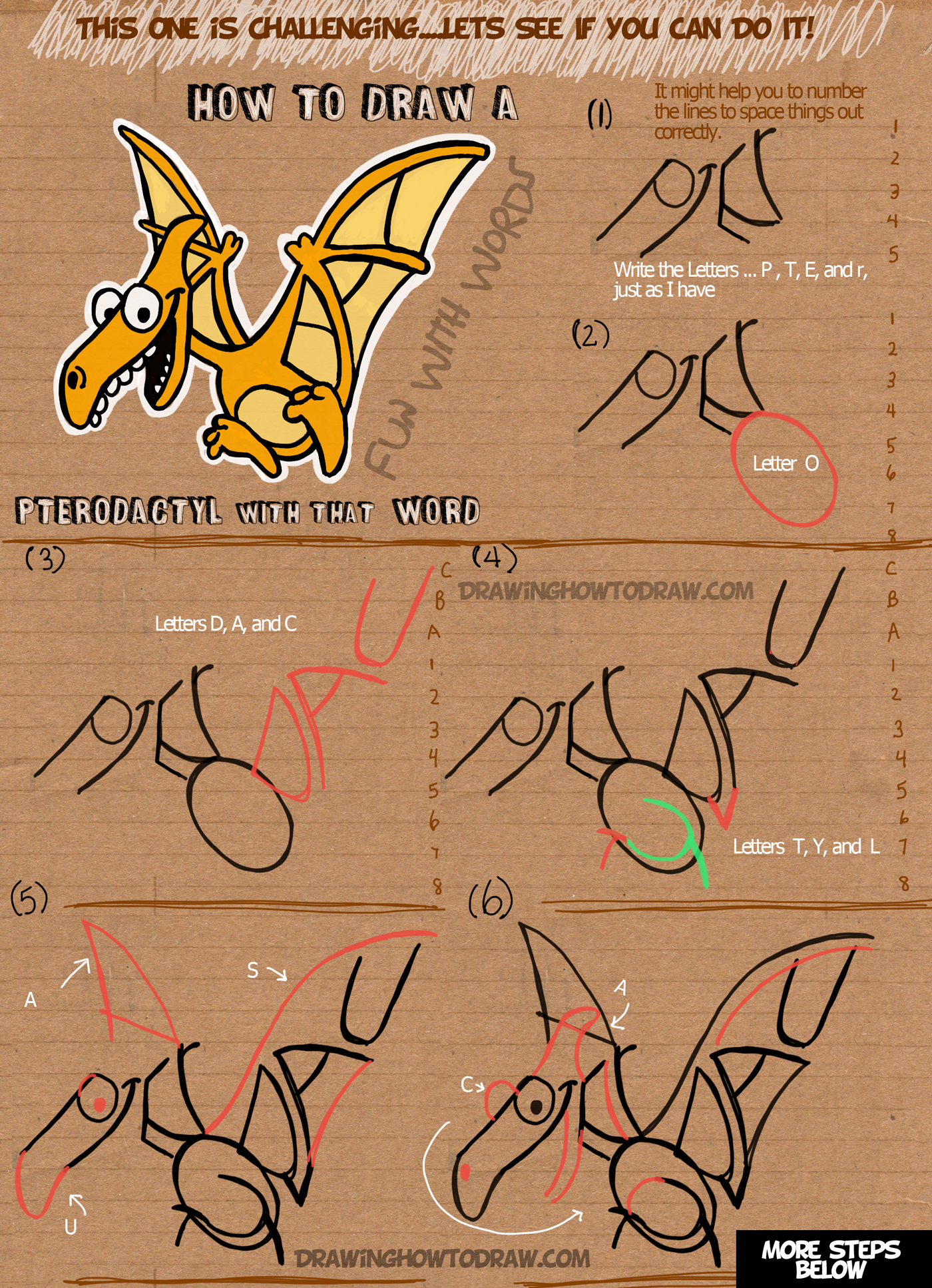  How to Draw  Cartoon Pterodactyls Using the Word Step  by 