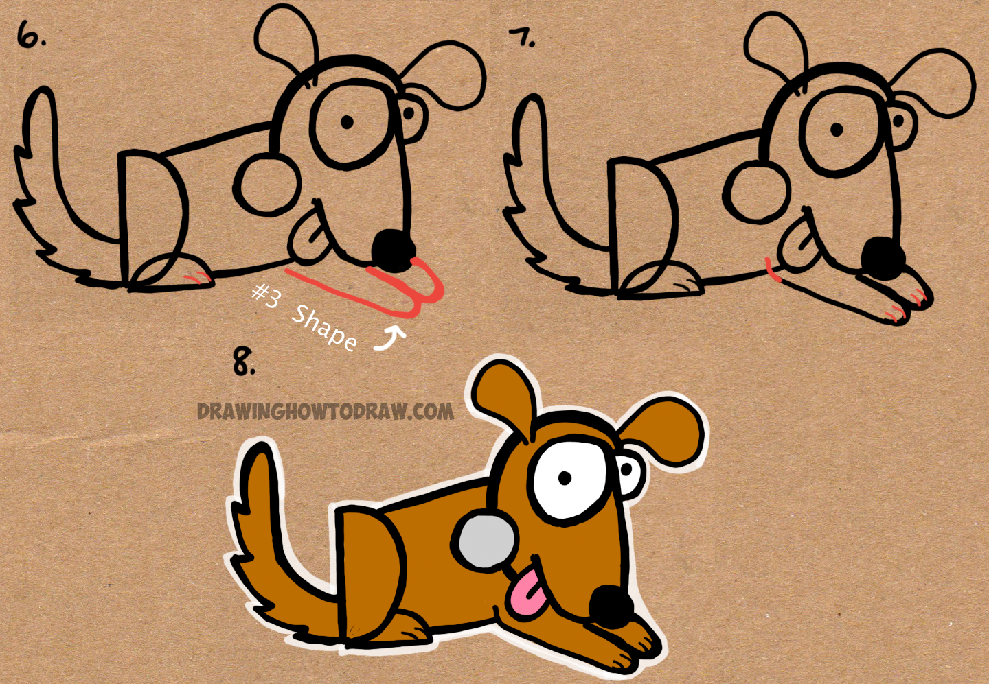 how to draw cartoon dogs with word DOG easy step by step drawing tutorial