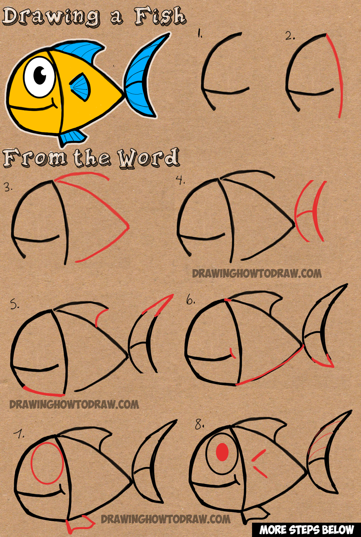 How to Draw a Fish // Easy Fish Drawing Tutorial // One Line