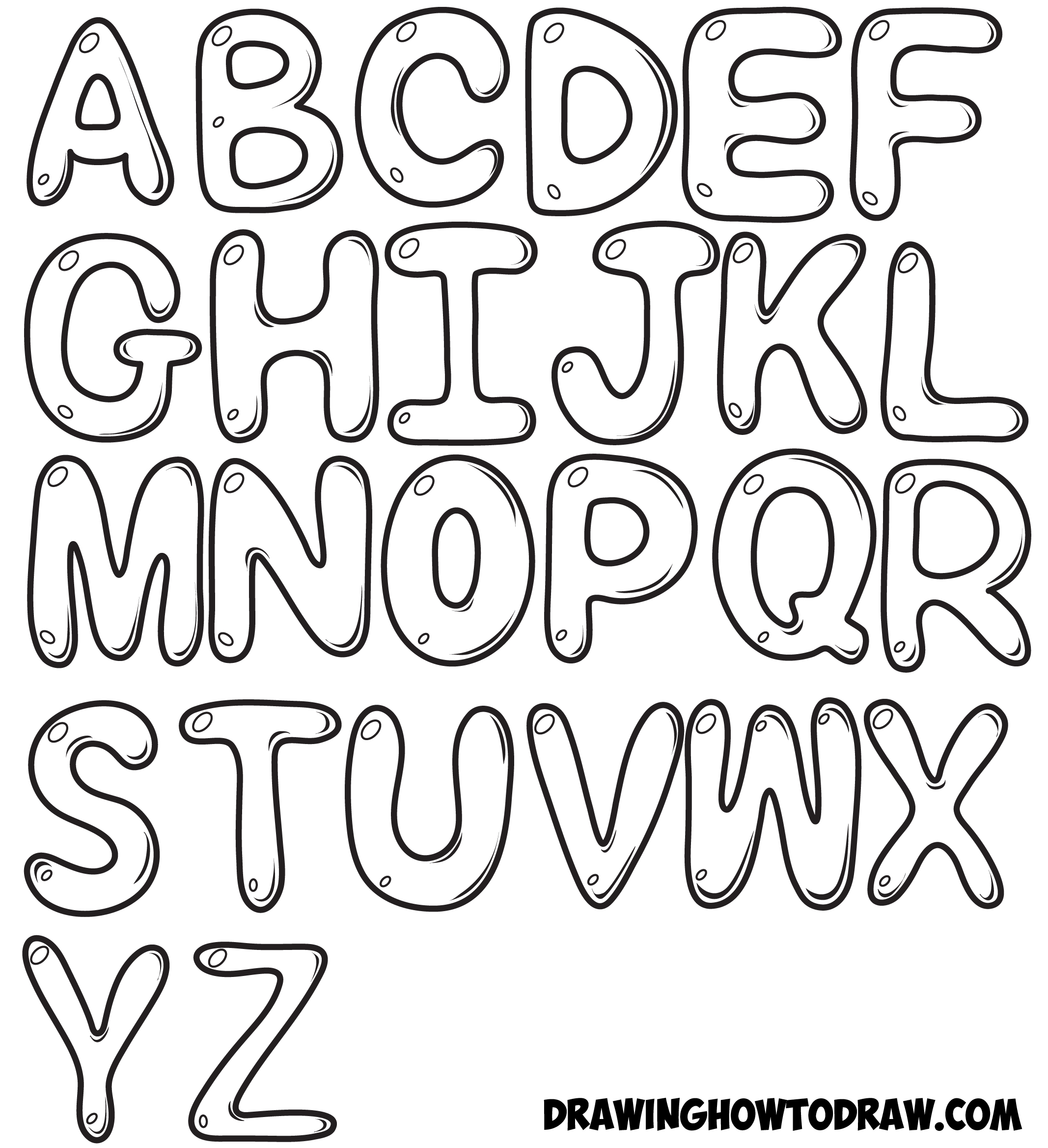 How To Draw Bubble Letter Alphabet