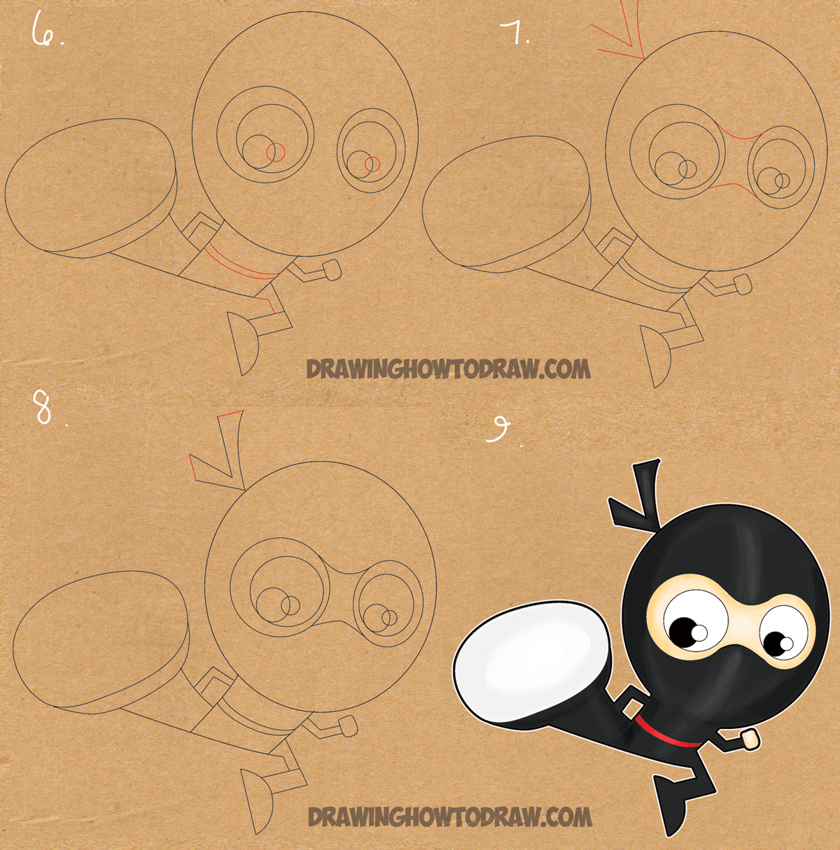 Learn How to Draw Cartoon Ninjas with the Letter F - Easy Drawing Tutorial for Kids