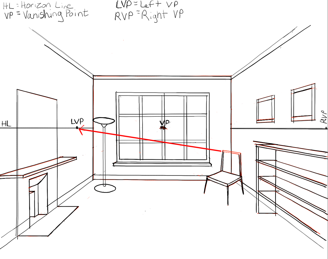 How To Draw The Inside Of A Room With 3 Point Perspective