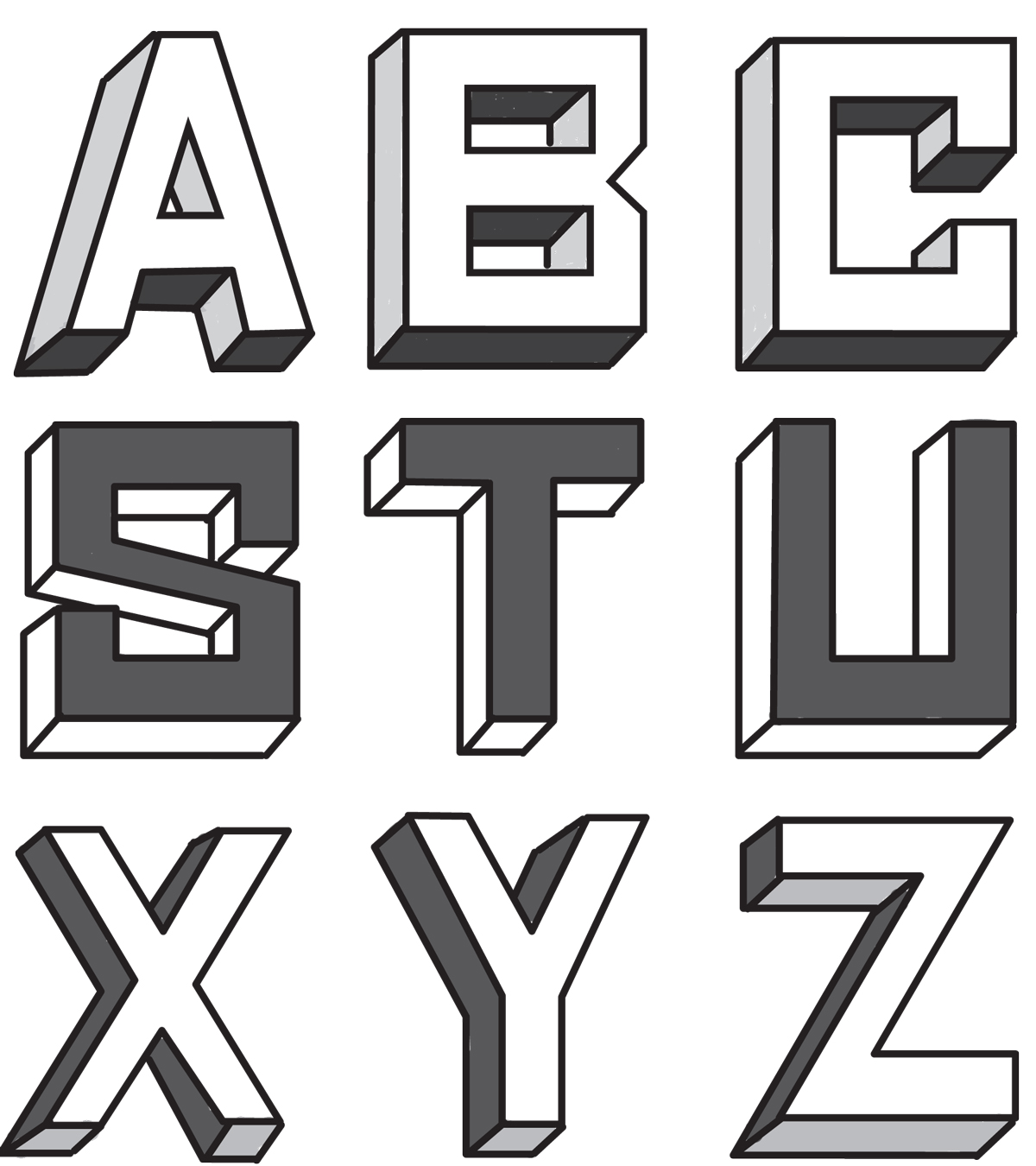 3D Alphabet Letters Template