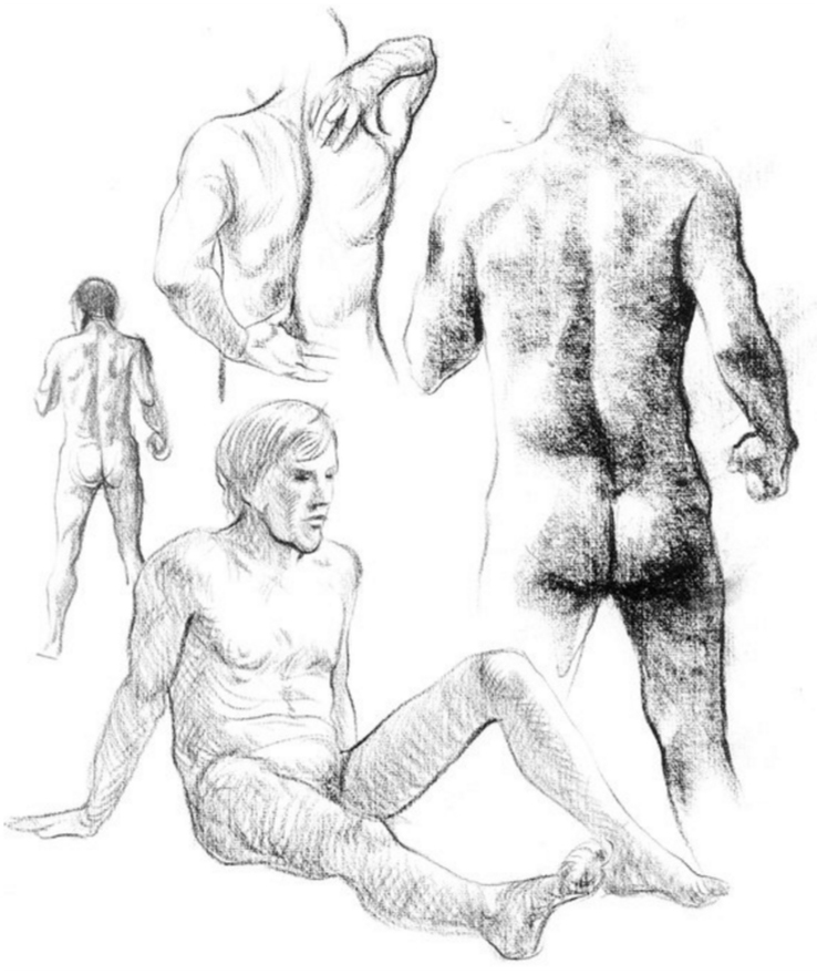 Here I draw a few sketches of the very active male model. 