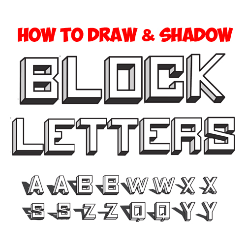 how to draw shadowed block letters