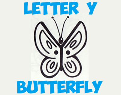 drawing butterflies with simple shapes and letters