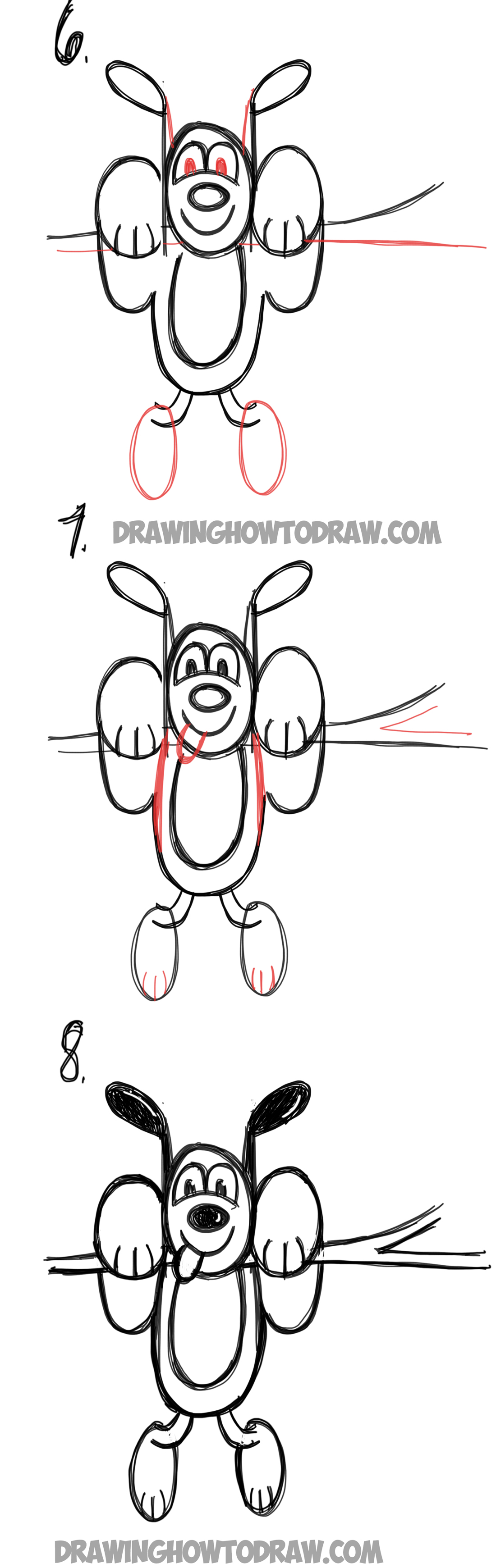 How To Draw A Cartoon Dog Hanging Out From The Word Dog Easy Tutorial For Kids How To Draw Step By Step Drawing Tutorials