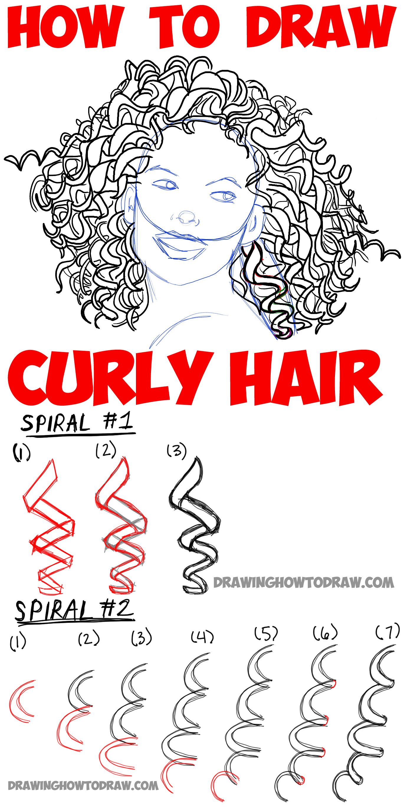 How To Draw Curly Hair Step By Step