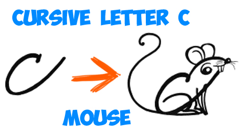 how to draw cursive letter drawing of a mouse