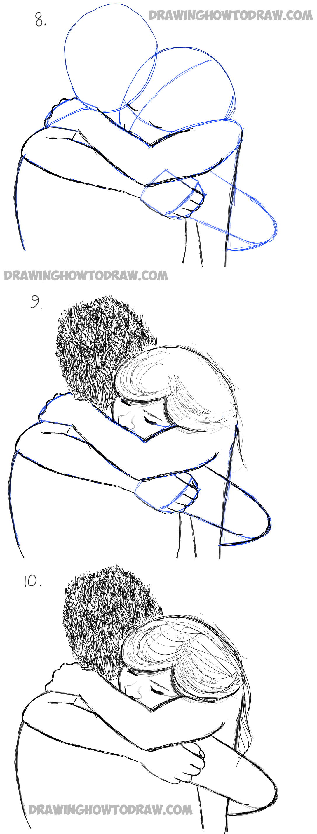how to draw hugs in simple steps lesson