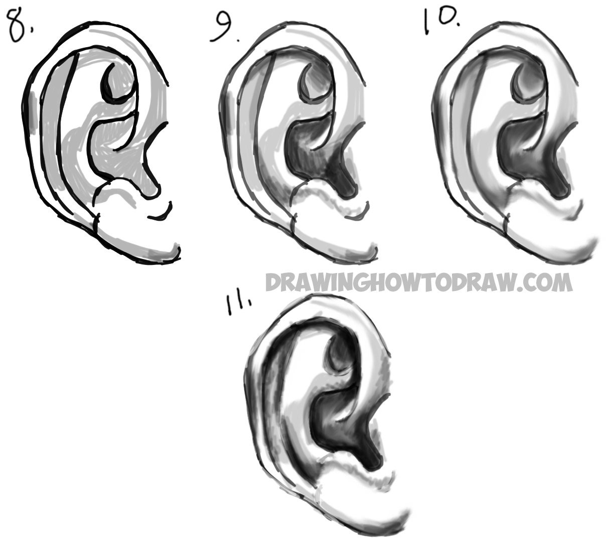 how to draw a human ear