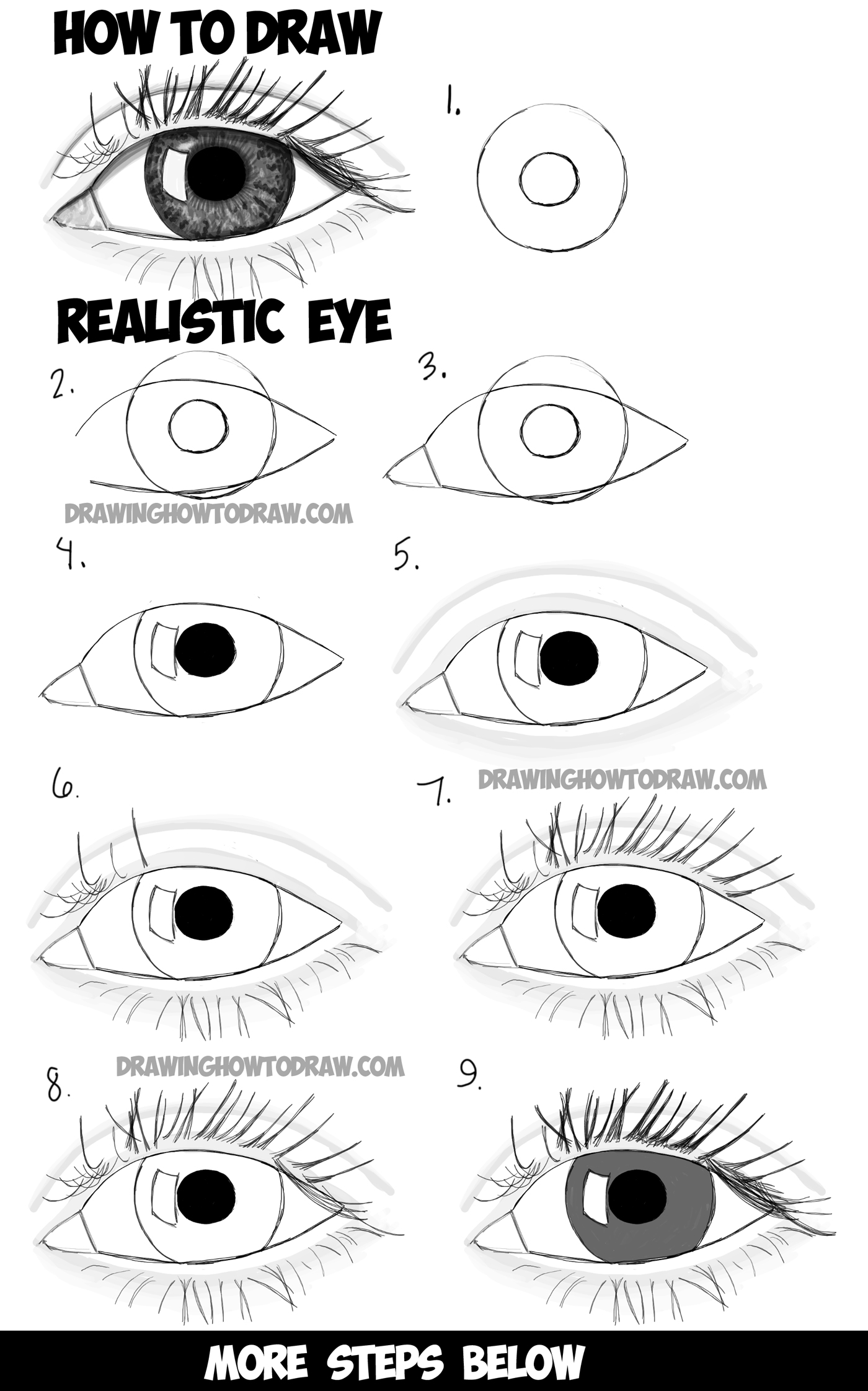 how to draw an eye step by step