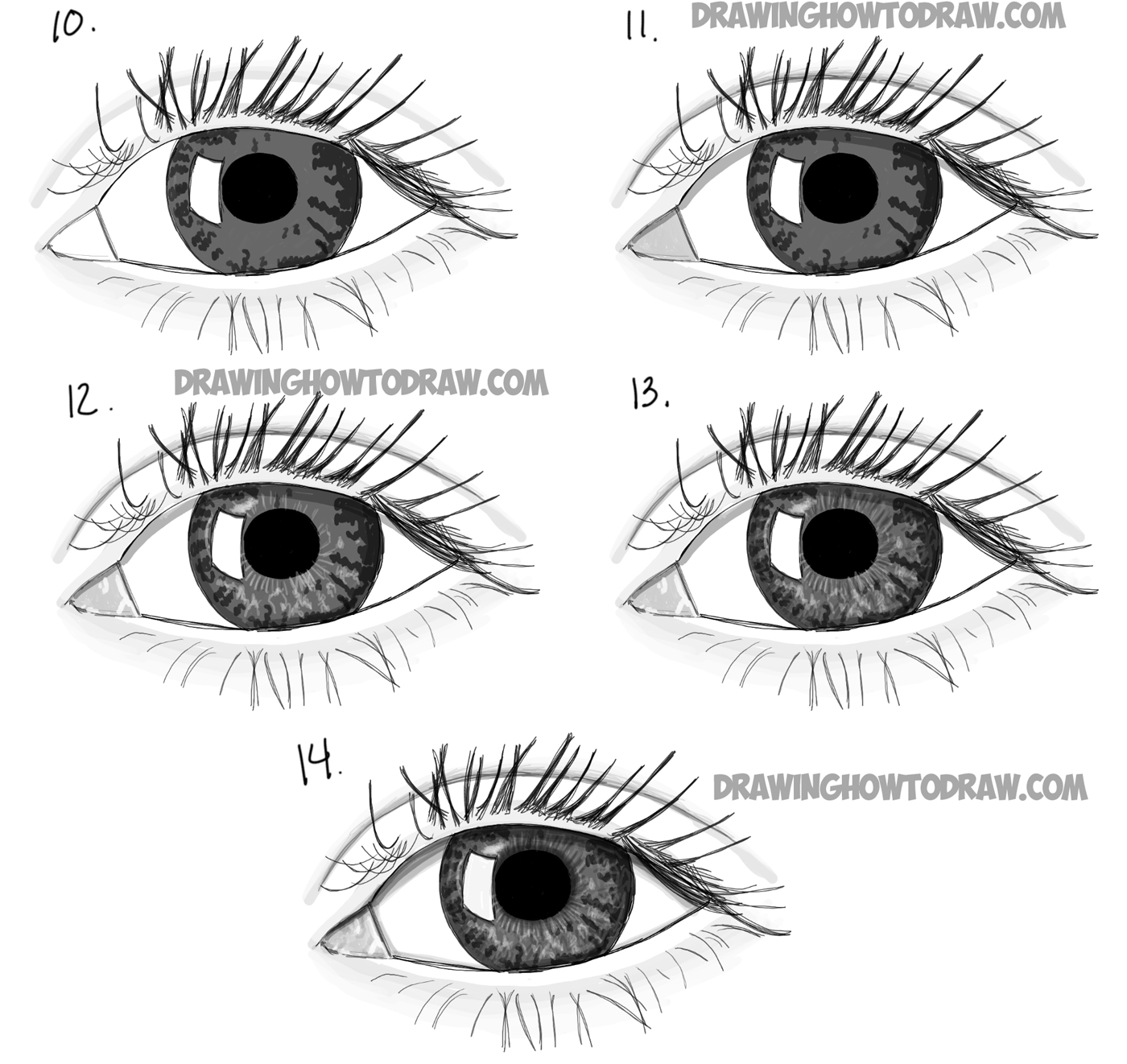 drawing real looking eyes in simple step by step drawing lesson
