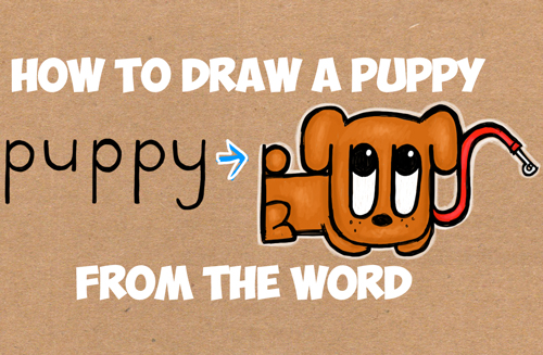 How to draw a puppy from the word puppy word toons tutorial