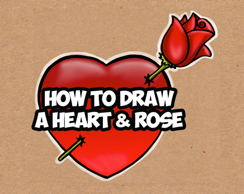 Learn How to Draw a Heart with a Rose - Easy Step by Step Drawing Tutorial