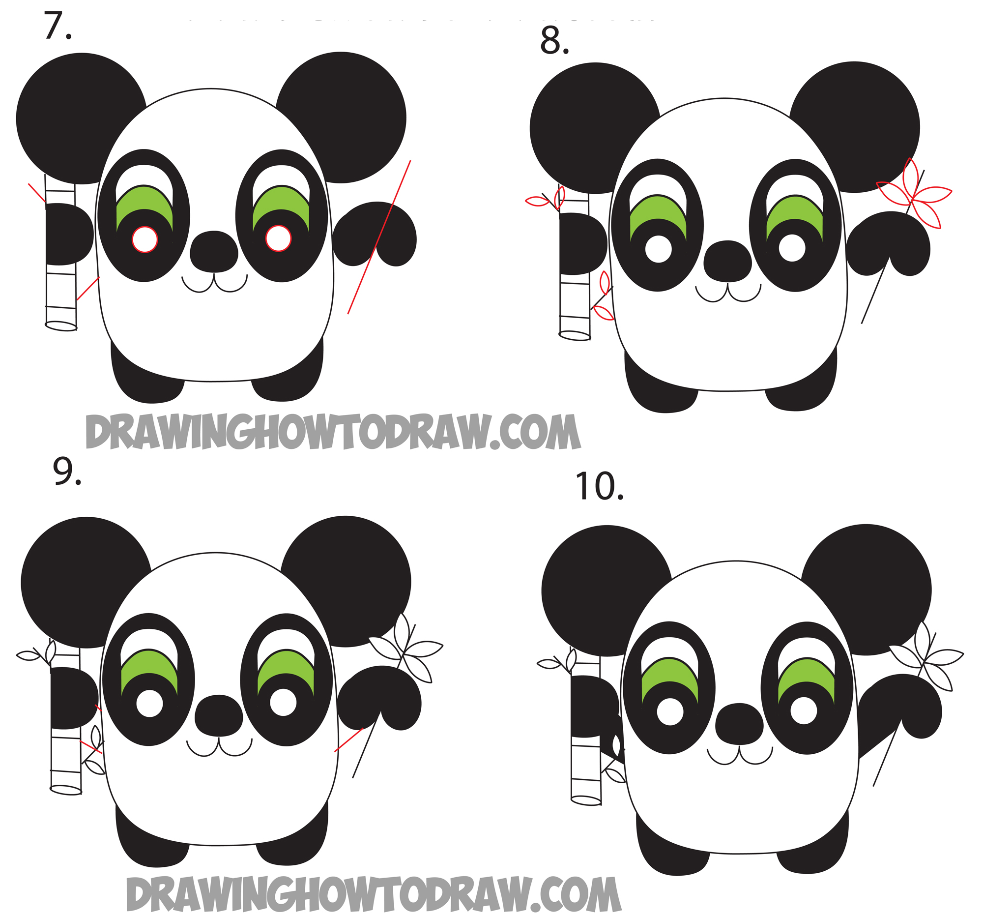 How to Draw Cute Cartoon Panda Bear Easy Step-by-Step Drawing