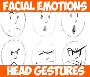 Drawing Cartoon Facial Expressions and Head Gestures - How to Draw Step