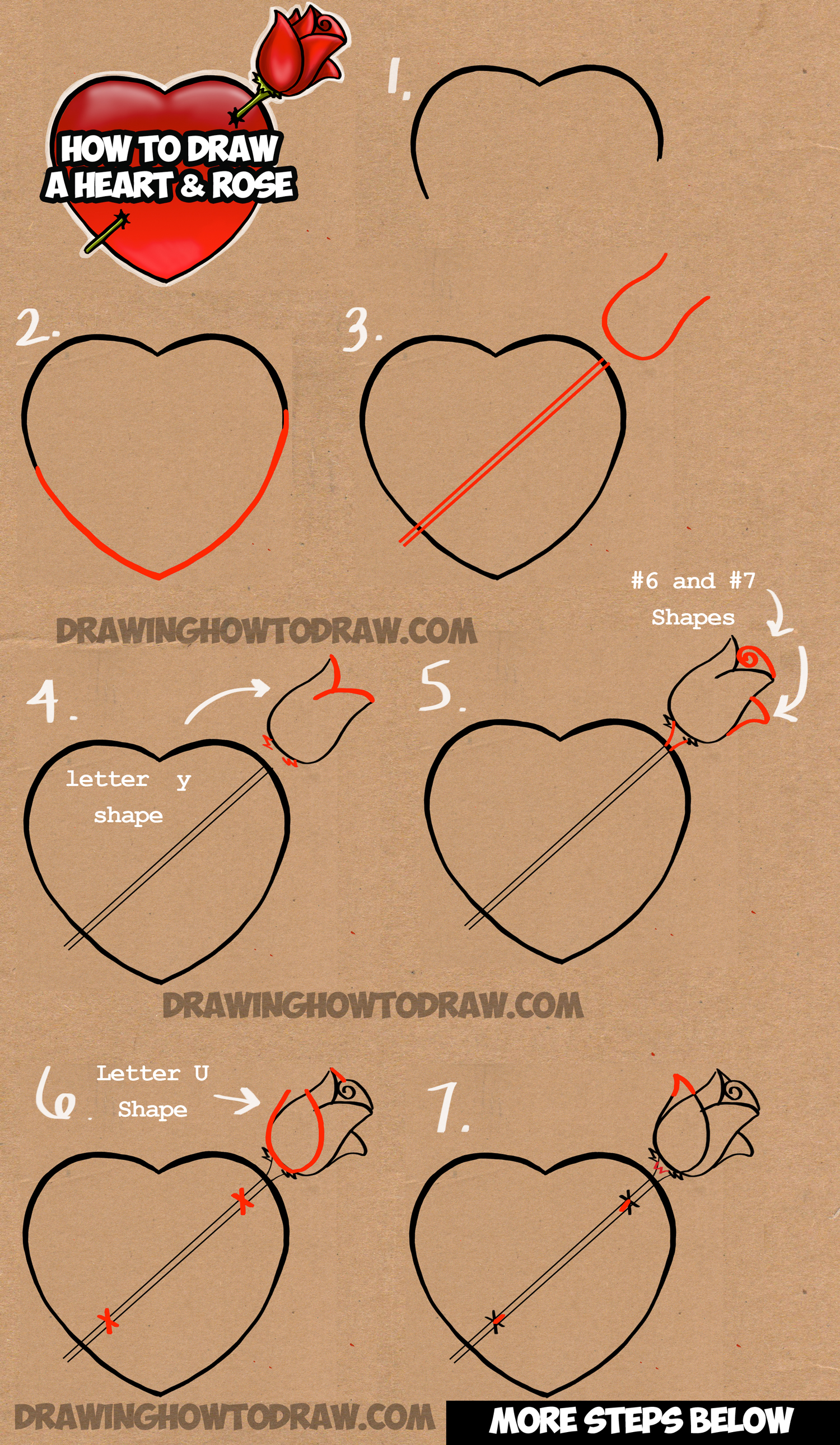 Learn How to Draw a Heart with a Rose - Easy Step by Step Drawing Tutorial