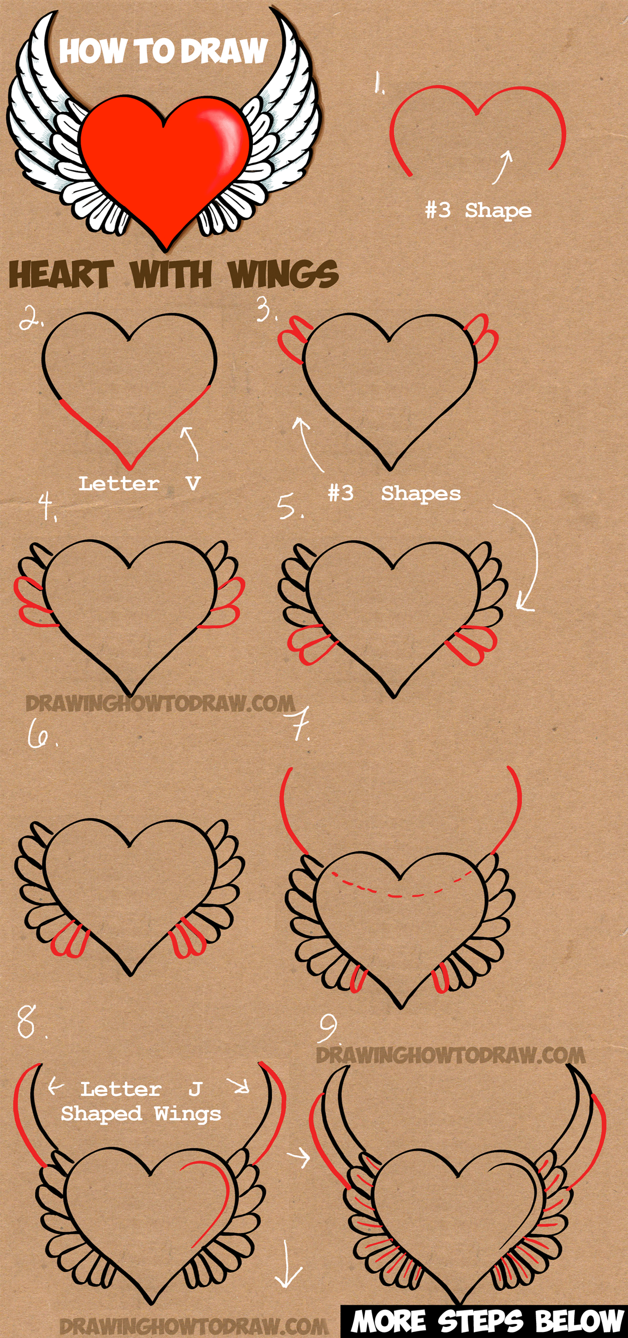 How to Draw a Heart with Wings - Easy Step by Step Drawing Tutorial