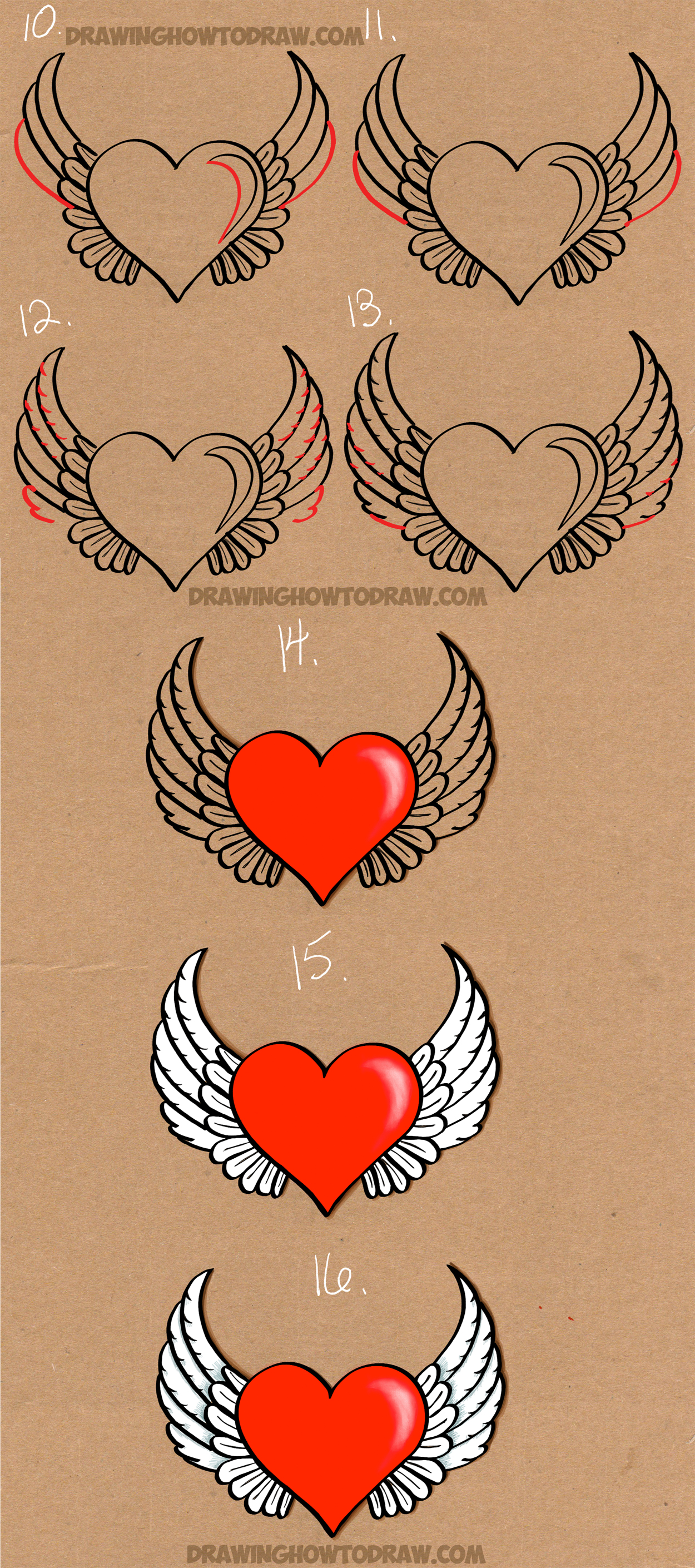 How to Draw a Heart with Wings - Easy Step by Step Drawing Tutorial