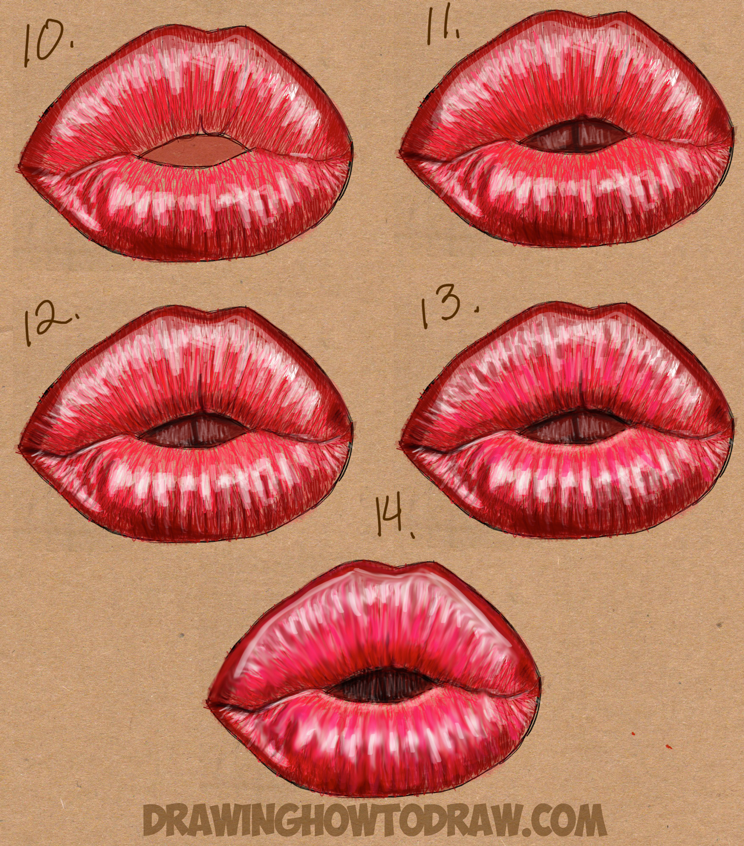 learn how to draw kissy kissing sexy lips