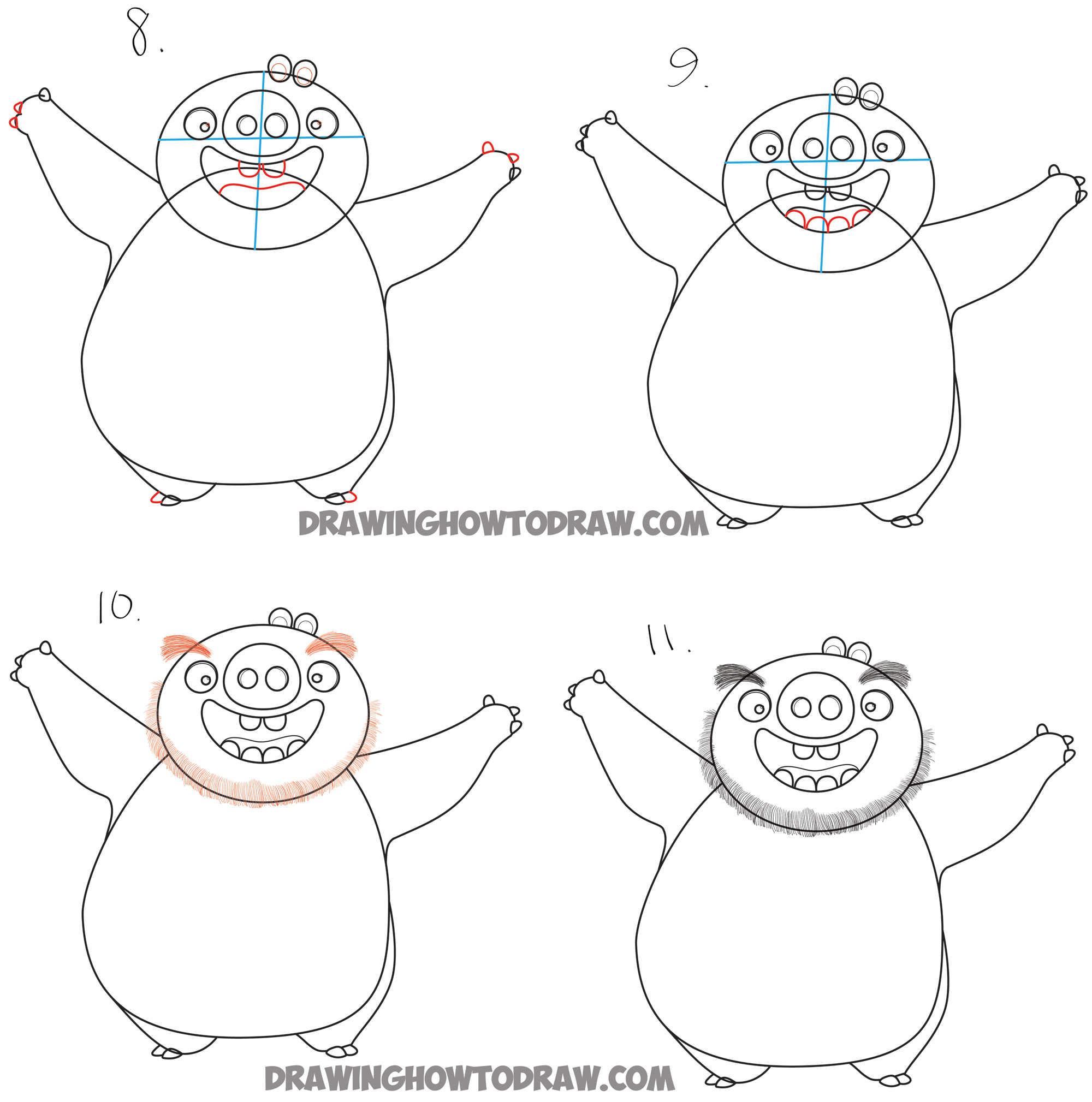 learn how to draw green pig called leonard simple steps tutorial