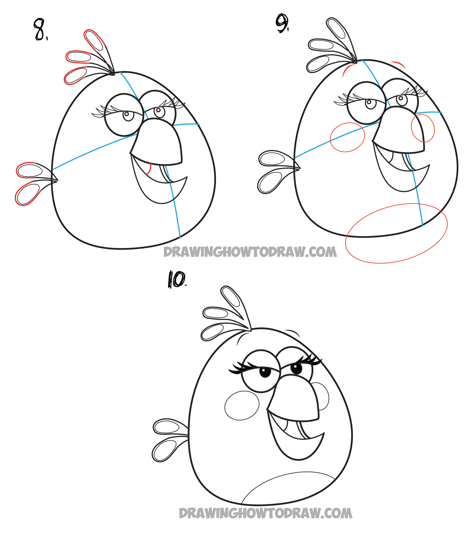 how to draw white angry bird in simple steps lesson