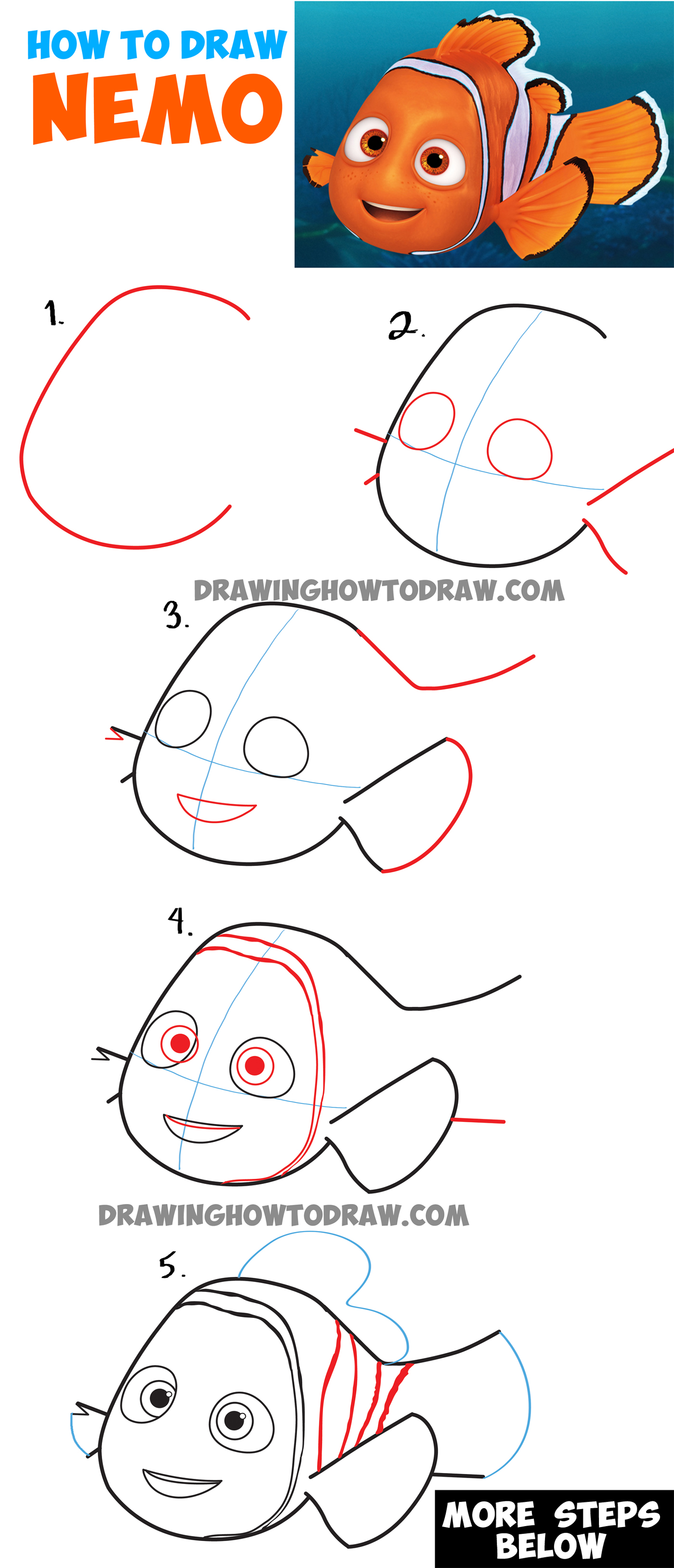 Learn How to Draw Nemo from Disney's Finding Dory : Easy Steps Drawing Lesson