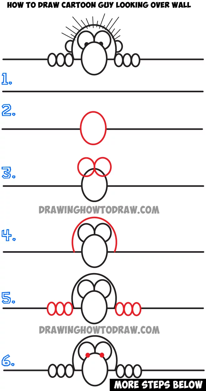 How to Draw Cartoon Guy Looking Over a Wall - Easy Drawing Tutorial for  Kids - How to Draw Step by Step Drawing Tutorials