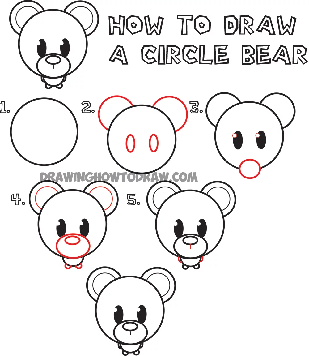 Big Guide to Drawing Cute Circle Animals Easy Step by Step Drawing Tutorial  for Kids - How to Draw Step by Step Drawing Tutorials